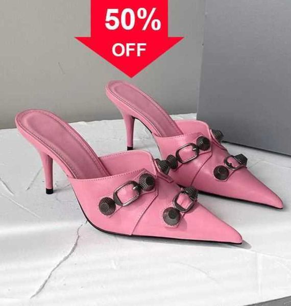 new slippers sandals studded buckle embellished shoes slip slides cowskin baotou slippers pointed toe stiletto heel luxury designers shoe fo, Black
new slippers sandals studded buckle embellished shoes slip slides cowskin baotou slippers pointed toe stiletto heel luxury designers shoe fo, Black