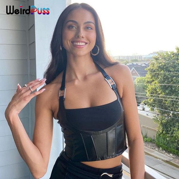 t-shirt weird puss y2k pu leather patchwork halter camisole women low cut backless skinny zip skinny tank high street clothing, White
t-shirt weird puss y2k pu leather patchwork halter camisole women low cut backless skinny zip skinny tank high street clothing, White