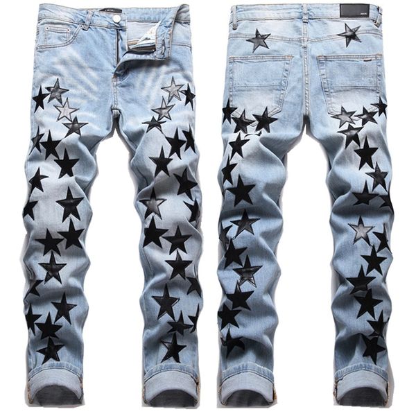 men's jeans european jean hombre letter star am tiny spot men embroidery patchwork ripped trend brand motorcycle pant mens skinny am332, Blue
men's jeans european jean hombre letter star am tiny spot men embroidery patchwork ripped trend brand motorcycle pant mens skinny am332, Blue