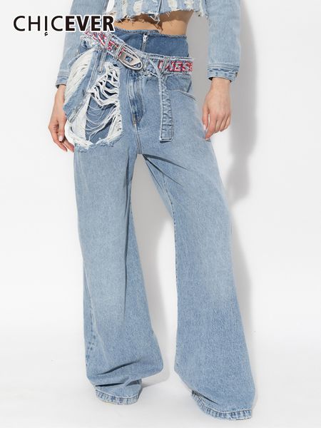 women's jeans chicever streetwear hole denim wide leg pants high waist patchwork belt individuality hit color female 2023 clothing styl, Blue
women's jeans chicever streetwear hole denim wide leg pants high waist patchwork belt individuality hit color female 2023 clothing styl, Blue