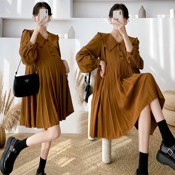 maternity dresses black khaki long sleeve turn-down collar high waist maternity pleated dress loose fashion pregnant woman chiffon dress for, White
maternity dresses black khaki long sleeve turn-down collar high waist maternity pleated dress loose fashion pregnant woman chiffon dress for, White