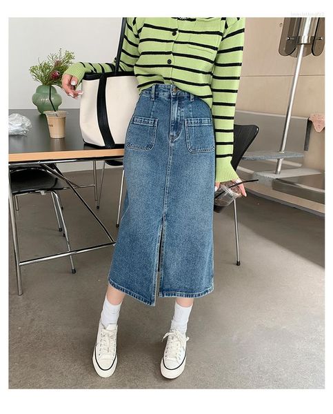 skirts spring and autumn 2023 mid-length denim high waist thin a-line design front split women's skirt, Black
skirts spring and autumn 2023 mid-length denim high waist thin a-line design front split women's skirt, Black