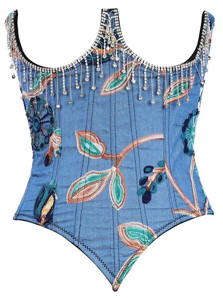 t-shirt 2022 summer women corset embellish laced up back zipper side denim breathable embroidered diamonds tassel to wear out, White
t-shirt 2022 summer women corset embellish laced up back zipper side denim breathable embroidered diamonds tassel to wear out, White