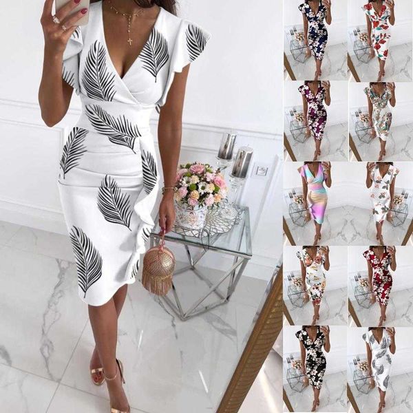 summer v neck casual dresses slim fit waist pleating ruffled sheath dress, Black;gray