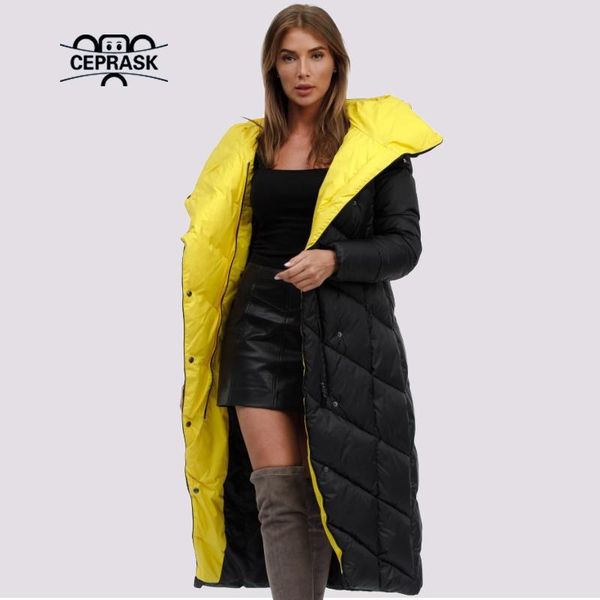 leather ceprask new women's down jacket winter parkas outwear hooded female quilted coat long large size warm cotton classic clothing, Black
leather ceprask new women's down jacket winter parkas outwear hooded female quilted coat long large size warm cotton classic clothing, Black