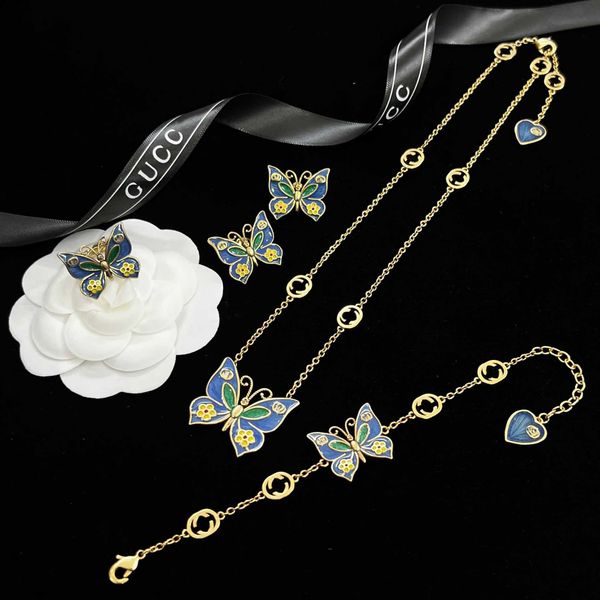 g family necklace/gu family new letter enamel colored butterfly sweater chain bracelet ear studs women's style jewelry, Silver
g family necklace/gu family new letter enamel colored butterfly sweater chain bracelet ear studs women's style jewelry, Silver