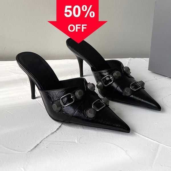 new slippers sandals studded buckle embellished shoes slip slides cowskin baotou slippers pointed toe stiletto heel luxury designers shoe fo, Black
new slippers sandals studded buckle embellished shoes slip slides cowskin baotou slippers pointed toe stiletto heel luxury designers shoe fo, Black