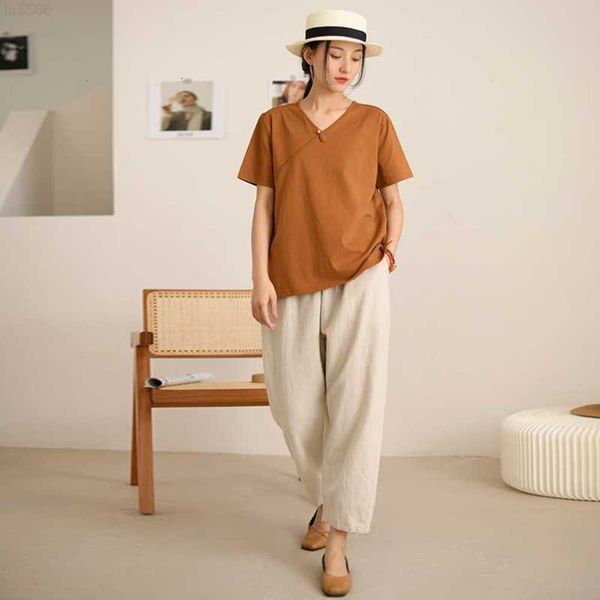 women's 2023 summer new v-neck short sleeve t-shirt solid color versatile chinese plate button m5z, White
women's 2023 summer new v-neck short sleeve t-shirt solid color versatile chinese plate button m5z, White