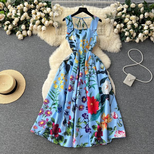 summer new tea break french romantic vintage style dress wrap up waist show thin print premium sleeveless tank dress, Black;gray
summer new tea break french romantic vintage style dress wrap up waist show thin print premium sleeveless tank dress, Black;gray