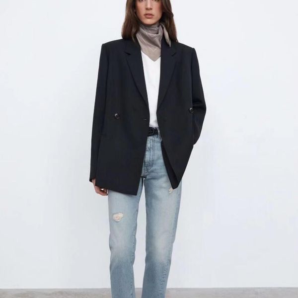 pants women coat blazer doublebreasted casual commuter silhouette suit midlength beige/black ladies top, White
pants women coat blazer doublebreasted casual commuter silhouette suit midlength beige/black ladies top, White