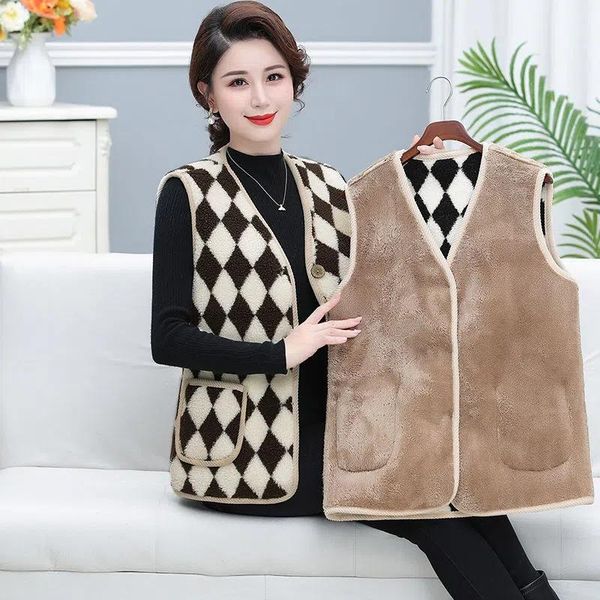 leather middle aged women's autumn waistcoat 2022 new fashion cardigan women's winter vest jacket plush sleeveless mother coat pla, Black
leather middle aged women's autumn waistcoat 2022 new fashion cardigan women's winter vest jacket plush sleeveless mother coat pla, Black