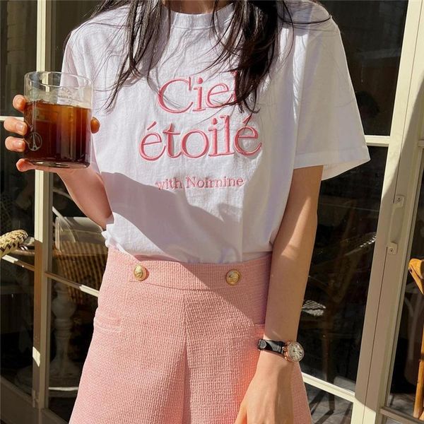 t-shirt limiguyue letters embroidered tshirt women summer harajuku loose tees vintage simple short sleeve crew neck tshirts j299, White
t-shirt limiguyue letters embroidered tshirt women summer harajuku loose tees vintage simple short sleeve crew neck tshirts j299, White