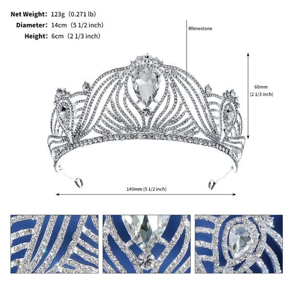 new retro palace style queen's crown baroque alloy water diamond crown extra large zircon bridal wedding dress crownts-0357-a, Silver
new retro palace style queen's crown baroque alloy water diamond crown extra large zircon bridal wedding dress crownts-0357-a, Silver