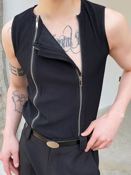 men' tank men clothing 2023 summer double zipper design solid color vests personality vest niche sleeveless for male 230427, White;black
men' tank men clothing 2023 summer double zipper design solid color vests personality vest niche sleeveless for male 230427, White;black