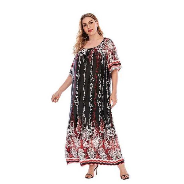 middle east selling terrace dress casual loose printed long plus size round neck, Black;gray
middle east selling terrace dress casual loose printed long plus size round neck, Black;gray