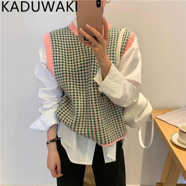 leather vintage fashion plaid knitted vest women autumn winter 2023 simple o neck sleeveless sweater waistcoat korean chic tank, Black
leather vintage fashion plaid knitted vest women autumn winter 2023 simple o neck sleeveless sweater waistcoat korean chic tank, Black