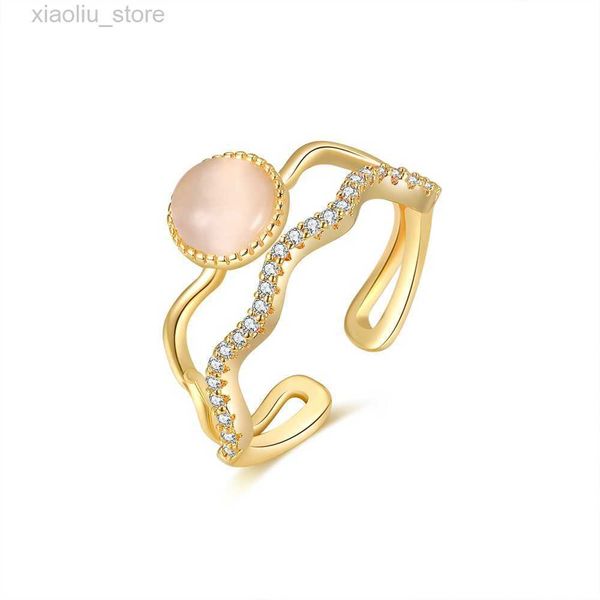 band rings new gold double layer wave open cat's eye zircon ring with geometric versatility copper ring, Silver
band rings new gold double layer wave open cat's eye zircon ring with geometric versatility copper ring, Silver
