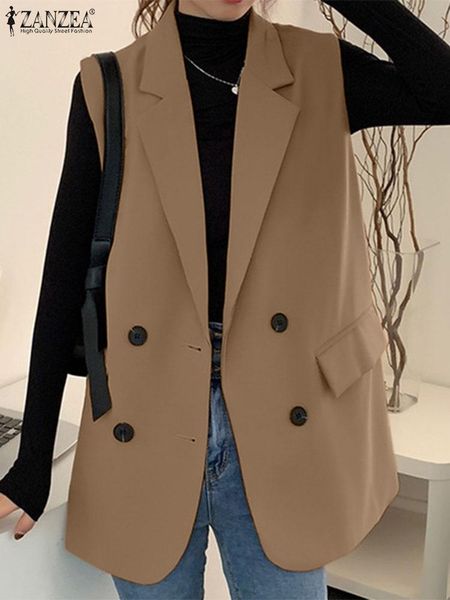 leather zanzea women spring autumn vests 2023 fashion outwears sleeveless lapel neck outwears oversized button up fashion coats jackets, Black
leather zanzea women spring autumn vests 2023 fashion outwears sleeveless lapel neck outwears oversized button up fashion coats jackets, Black
