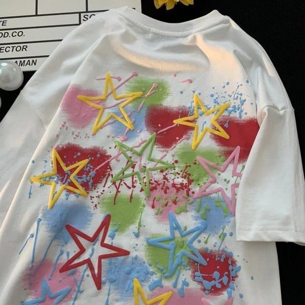 women's tshirt american cool graffiti star shortsleeved tshirt men and women summer loose cotton round neck halfsleeved clothing 230427, White
women's tshirt american cool graffiti star shortsleeved tshirt men and women summer loose cotton round neck halfsleeved clothing 230427, White