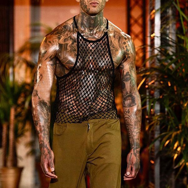 men' tank mesh mens sleeveless fishnet muscle vest male training gym transparent undershirts hollow out 230427, White;black
men' tank mesh mens sleeveless fishnet muscle vest male training gym transparent undershirts hollow out 230427, White;black