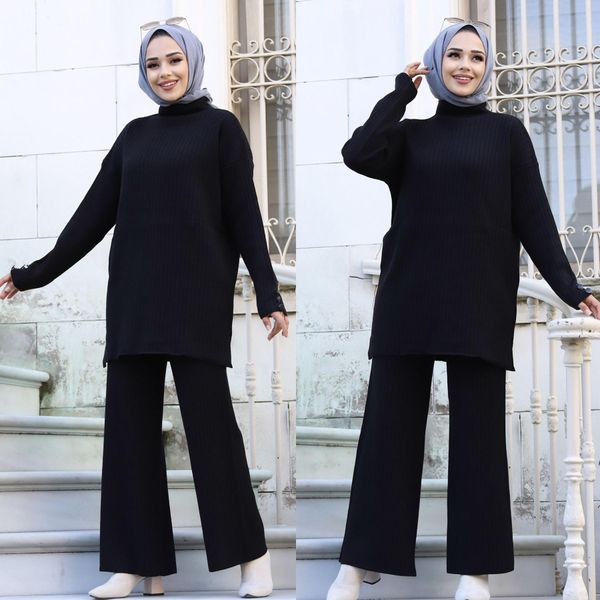 jeans 2022 new autumn winter muslim suit women knitted sweater widelegged pants 2 piece set high collar casual islam modest clothes, Blue
jeans 2022 new autumn winter muslim suit women knitted sweater widelegged pants 2 piece set high collar casual islam modest clothes, Blue