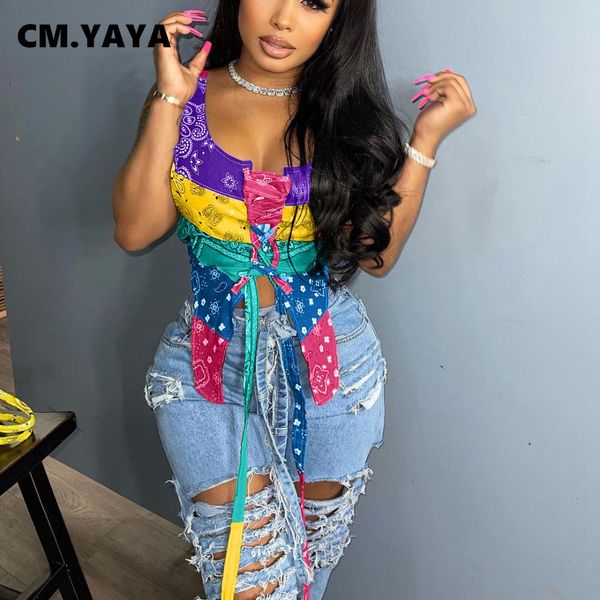 tanks cm.yaya women bandanna print lace up crop streetwear sleeveless tank camis summer outfits, Black;white
tanks cm.yaya women bandanna print lace up crop streetwear sleeveless tank camis summer outfits, Black;white
