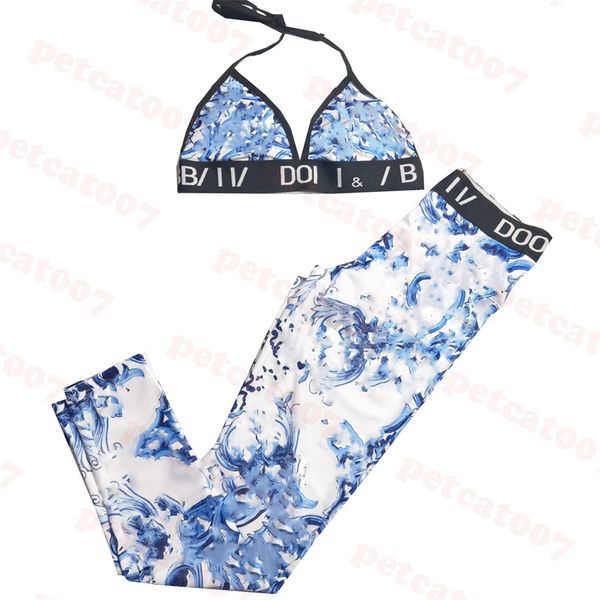 designer yoga outfit womens bra set blue pattern swimwear for women halter elastic trousers
designer yoga outfit womens bra set blue pattern swimwear for women halter elastic trousers