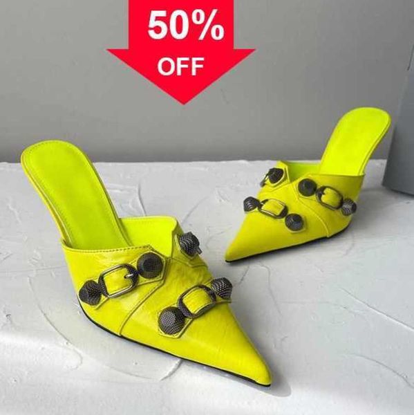 new slippers sandals studded buckle embellished shoes slip slides cowskin baotou slippers pointed toe stiletto heel luxury designers shoe fo, Black
new slippers sandals studded buckle embellished shoes slip slides cowskin baotou slippers pointed toe stiletto heel luxury designers shoe fo, Black