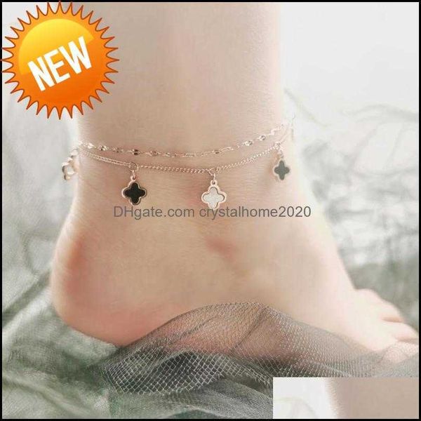 anklets fashion clover ins doublelayer titanium steel rose gold foot chain friend simple decoration for women drop delivery jewelry otpb2, Red;blue
anklets fashion clover ins doublelayer titanium steel rose gold foot chain friend simple decoration for women drop delivery jewelry otpb2, Red;blue