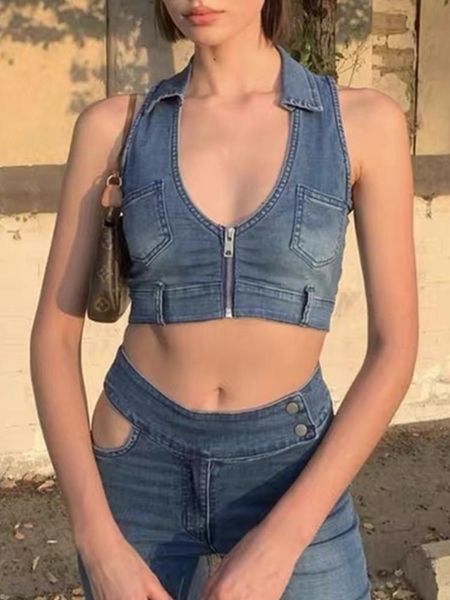 tanks harajuku denim y2k crop cool girl corset lapel deep vneck zipper tank women tube, Black;white
tanks harajuku denim y2k crop cool girl corset lapel deep vneck zipper tank women tube, Black;white