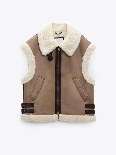vests bm md za women 2022 new fashion lambswool imitation leather vest coat vintage sleeveless pockets female waistcoat chic, Black;white
vests bm md za women 2022 new fashion lambswool imitation leather vest coat vintage sleeveless pockets female waistcoat chic, Black;white