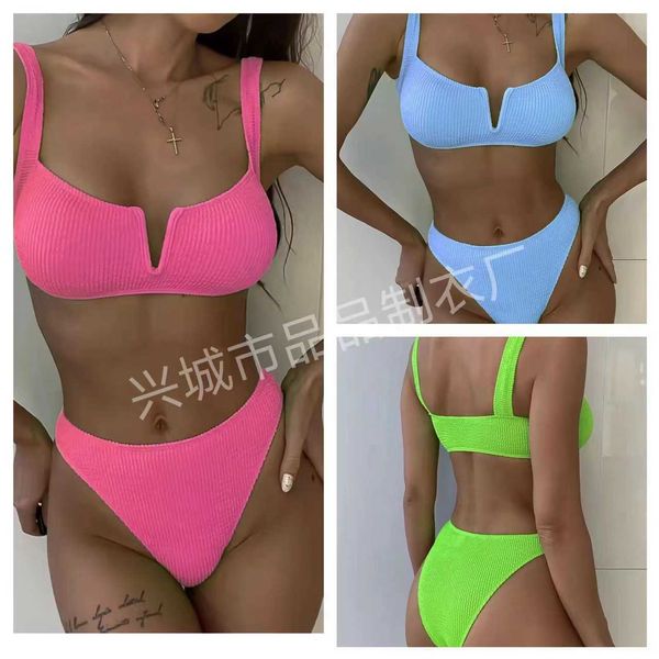 split swimwear 2023 women's new bikini solid wave cloth swimwear fashion v-trailer bikini
split swimwear 2023 women's new bikini solid wave cloth swimwear fashion v-trailer bikini