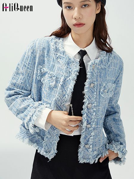 women's jackets high-end women retro blue tweed small fragrance jeans coats female raw edge tassel o neck denim jackets short outerwea, Black;brown
women's jackets high-end women retro blue tweed small fragrance jeans coats female raw edge tassel o neck denim jackets short outerwea, Black;brown