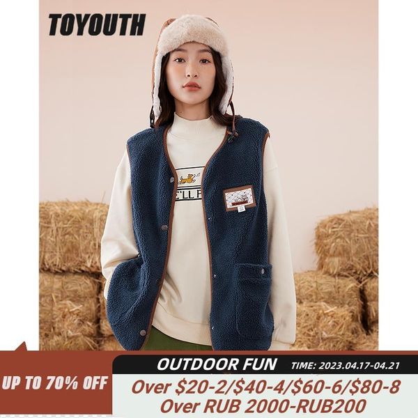 leather toyouth women fleece vest 2022 winter sleeveless v neck loose coat with buttons navy blue vintage casual streetwear, Black
leather toyouth women fleece vest 2022 winter sleeveless v neck loose coat with buttons navy blue vintage casual streetwear, Black