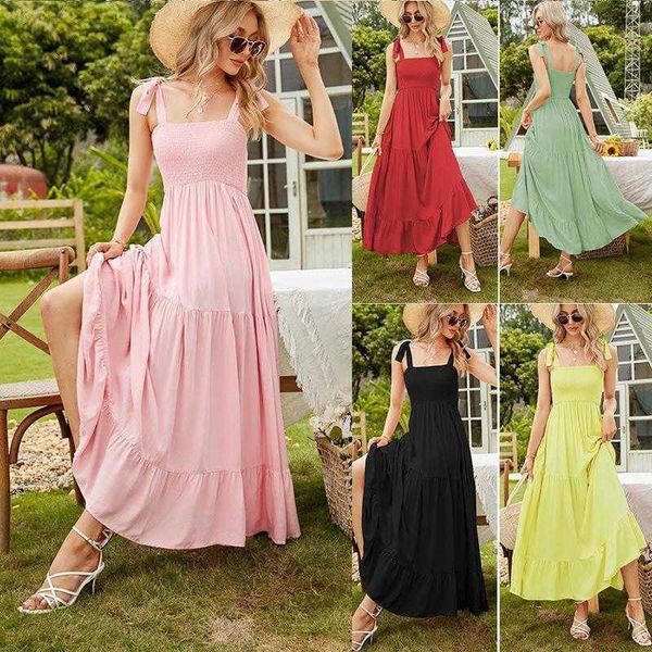 summer womens clothing solid color casual dresses wide hem draped dress lace up, Black;gray
summer womens clothing solid color casual dresses wide hem draped dress lace up, Black;gray