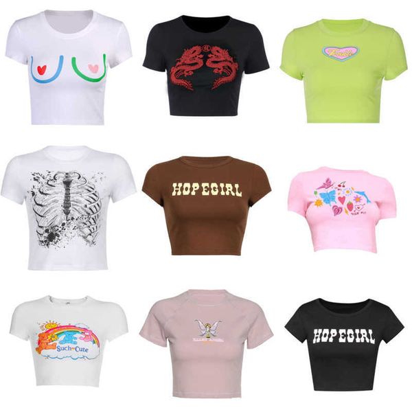 women clothing designer t shirt 2023 summer casual and versatile slim fit navel exposed letter print different patten shirt short sleeve tee, White
women clothing designer t shirt 2023 summer casual and versatile slim fit navel exposed letter print different patten shirt short sleeve tee, White