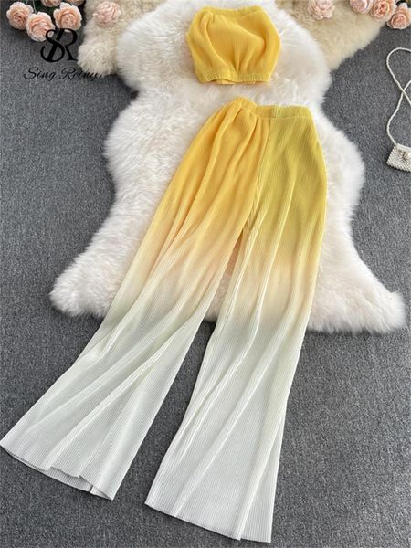 pants singreiny women summer fashion korean set off shoulder strapless short +high waist gradient long pants two piece suits, White
pants singreiny women summer fashion korean set off shoulder strapless short +high waist gradient long pants two piece suits, White