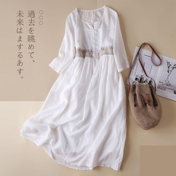dresses cotton linen midi white dress summer women's clothing japanese retro flax hand embroidery korean harajuku dress loose fashion, Black;gray
dresses cotton linen midi white dress summer women's clothing japanese retro flax hand embroidery korean harajuku dress loose fashion, Black;gray