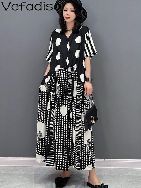 dresses vefadisa2023 summer new fashion dress polka dot shirt colored loose fit women dress vneck patchwork skirt black and white zy429, Black;gray
dresses vefadisa2023 summer new fashion dress polka dot shirt colored loose fit women dress vneck patchwork skirt black and white zy429, Black;gray