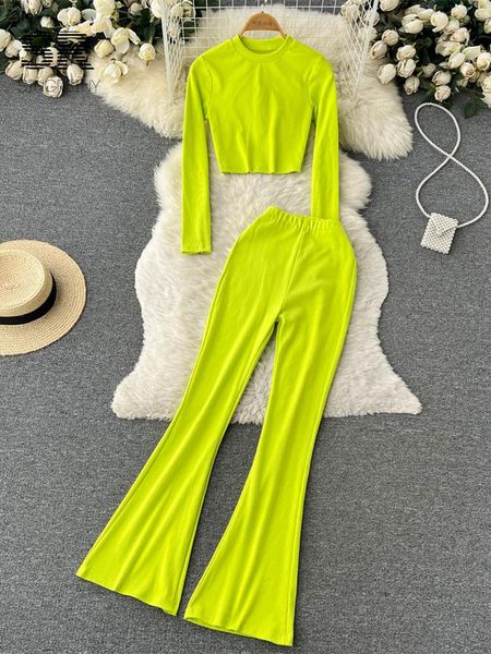 pants singreiny knit fashion autumn two piece suits women long sleeve o neck short elastic waist flare pants slim sweater sets, White
pants singreiny knit fashion autumn two piece suits women long sleeve o neck short elastic waist flare pants slim sweater sets, White