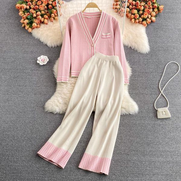 pants singreiny female autumn winter print knitted set casual loose knit cardigan+high waist wide leg long pants two piece suits 2021, White
pants singreiny female autumn winter print knitted set casual loose knit cardigan+high waist wide leg long pants two piece suits 2021, White