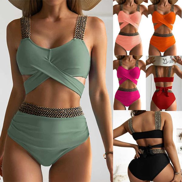 swimwear 2023 bikini split swimwear cross high waist cover belly gold elastic band selling
swimwear 2023 bikini split swimwear cross high waist cover belly gold elastic band selling