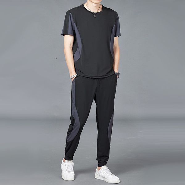men's tracksuits summer men's short sleeve t-shirtpants 2pcs suit casual sportswear ice silk jogging fitness sports sets male loos, Gray
men's tracksuits summer men's short sleeve t-shirtpants 2pcs suit casual sportswear ice silk jogging fitness sports sets male loos, Gray