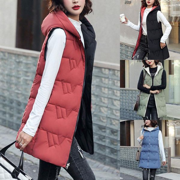 vests autumn winter vest for women midlength double side wear down cotton vest coat color zipper hooded casual waistcoat jacket, Black;white
vests autumn winter vest for women midlength double side wear down cotton vest coat color zipper hooded casual waistcoat jacket, Black;white