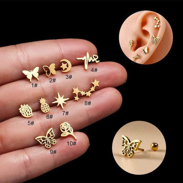 thin rod stainless steel butterfly stud earrings star moon flower fruit screw back ear nail cartilage puncture ear bone studs nail sleep ear, Golden;silver
thin rod stainless steel butterfly stud earrings star moon flower fruit screw back ear nail cartilage puncture ear bone studs nail sleep ear, Golden;silver
