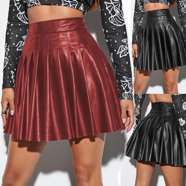skirts womens leather miniskirts high waist pleated a-line circle skirt rave dance bottoms clubwear fashion skirts 230428, Black
skirts womens leather miniskirts high waist pleated a-line circle skirt rave dance bottoms clubwear fashion skirts 230428, Black