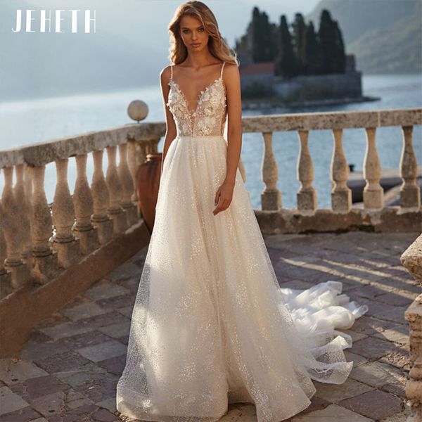 party dresses jeheth luxury sparkly wedding dress boho glitter sequins backless bridal gowns spaghetti straps appliques tulle 230427, White;black
party dresses jeheth luxury sparkly wedding dress boho glitter sequins backless bridal gowns spaghetti straps appliques tulle 230427, White;black