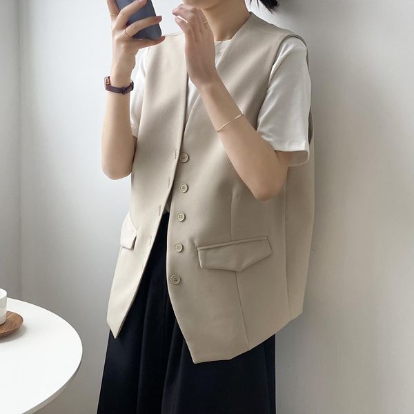 leather temperament suit women's 2022 spring and autumn new korean version loose sleeveless singlebreasted vest jacket, Black
leather temperament suit women's 2022 spring and autumn new korean version loose sleeveless singlebreasted vest jacket, Black