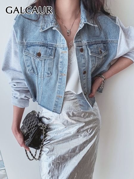 women's jackets galcaur patchwork denim jackets for women lapel long sleeve single breasted splcied pockets hit color high street coat, Black;brown
women's jackets galcaur patchwork denim jackets for women lapel long sleeve single breasted splcied pockets hit color high street coat, Black;brown