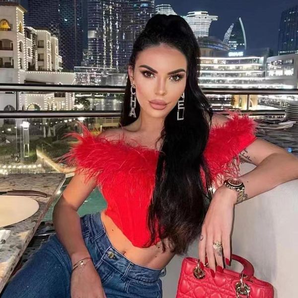 tanks 2022 summer feather corset crop women black off shoulder white backless fashion party club sleeveless tank tube, Black;white
tanks 2022 summer feather corset crop women black off shoulder white backless fashion party club sleeveless tank tube, Black;white